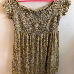 Yellow ruched maternity top
